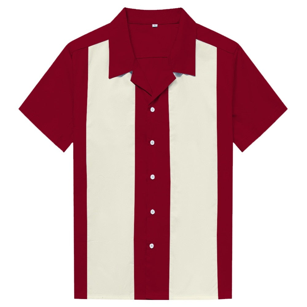 Vertical Striped Bicolor Men Casual Button Down Shirt
