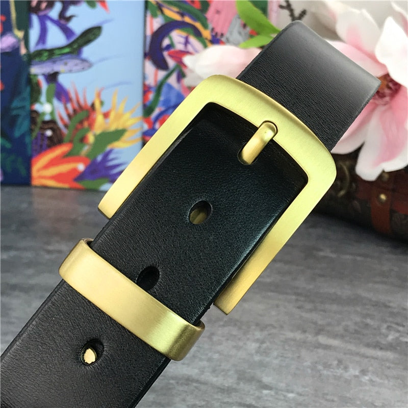 Vintage Style Cow Leather Brass Belt