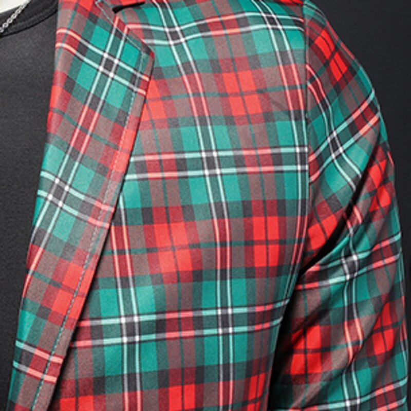 Vintage Green-Red Plaid Blazer