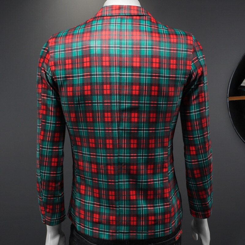 Vintage Green-Red Plaid Blazer