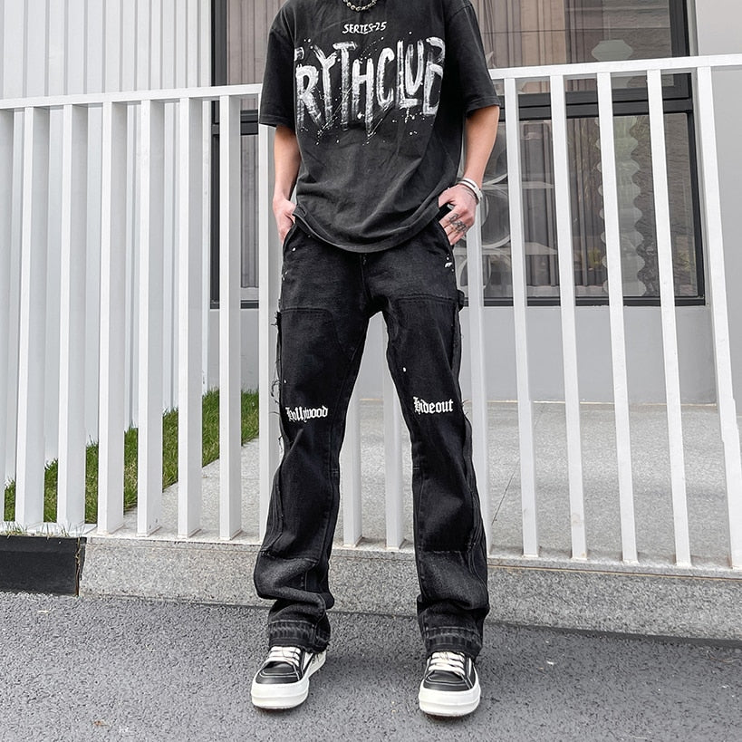 Classic Spliced Graffiti Denim Jeans