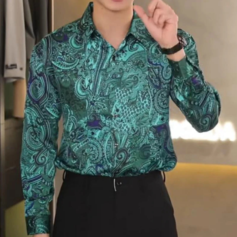 Vintage Green Cashew Flowers Shirt