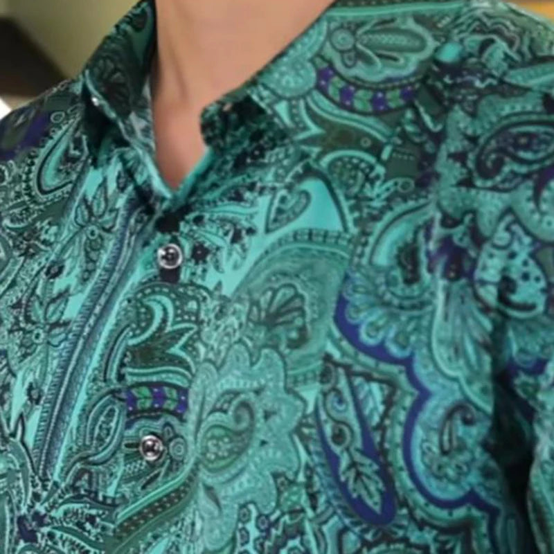 Vintage Green Cashew Flowers Shirt