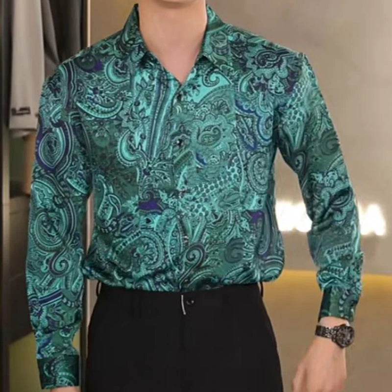 Vintage Green Cashew Flowers Shirt