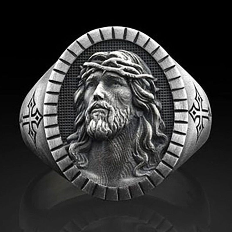 Vintage Retro Silver Christian God Rings