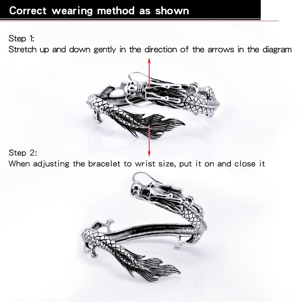 Vintage Winding Dragon Cuff Bracelet