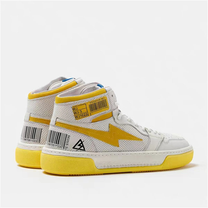 White Yellow Light Comfortable Casual Men High Top Sneaker