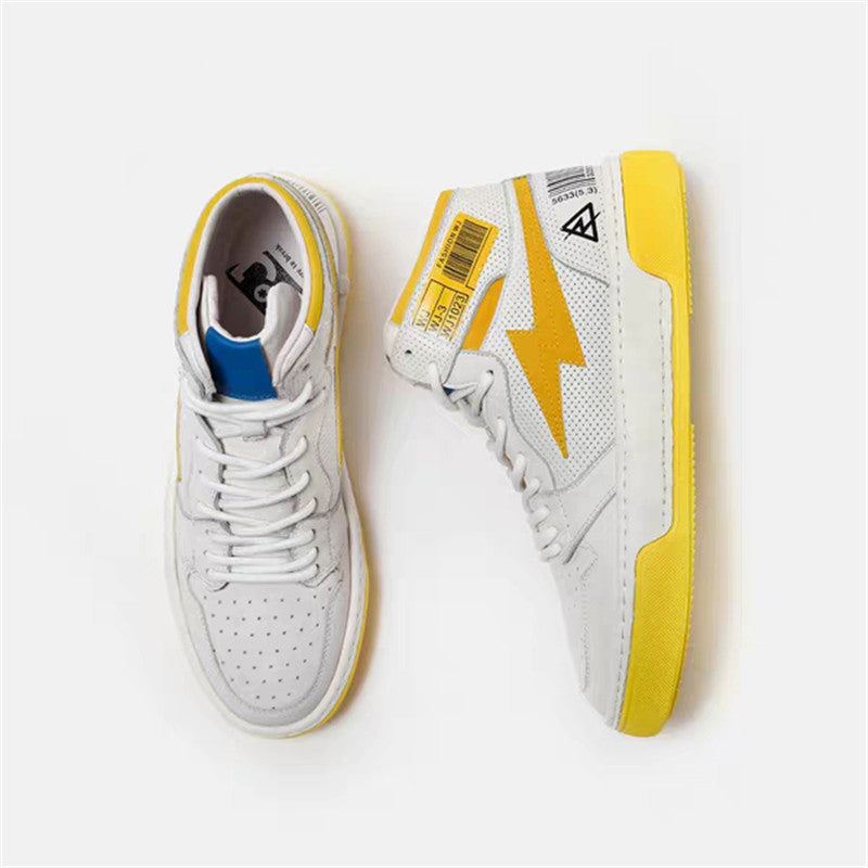 White Yellow Light Comfortable Casual Men High Top Sneaker
