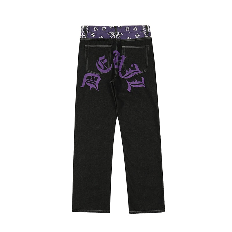 Black Embroidery On Back Jeans