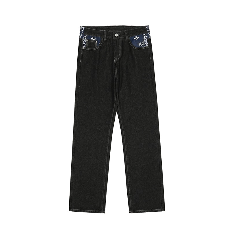 Black Embroidery On Back Jeans