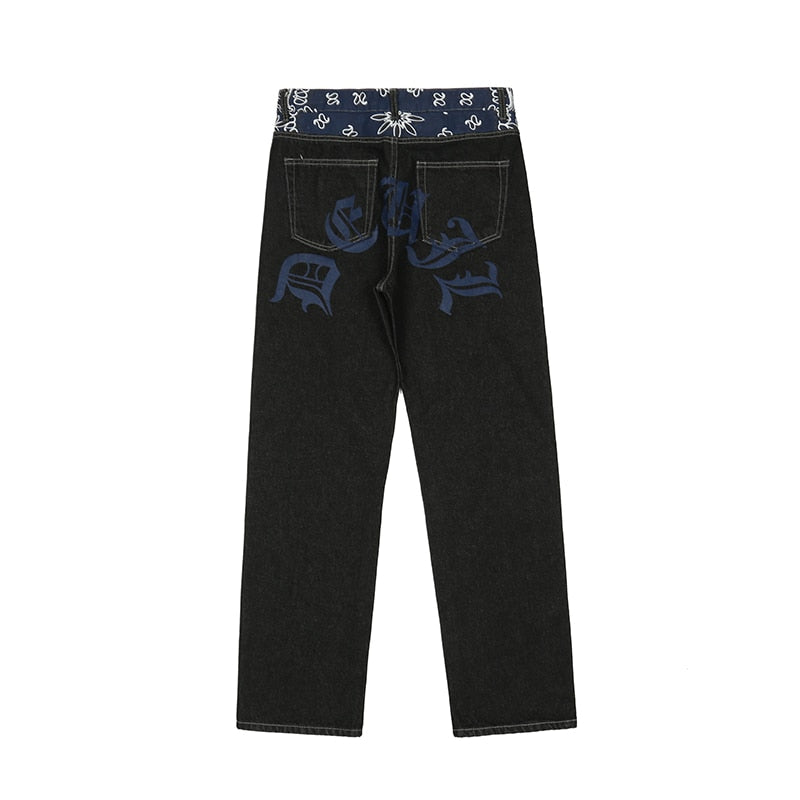 Black Embroidery On Back Jeans
