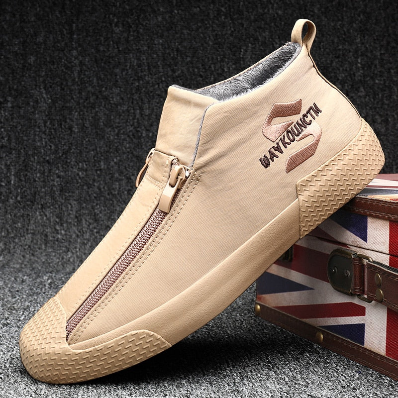 Warm Winter Fashion Fur Zipper Men Boots