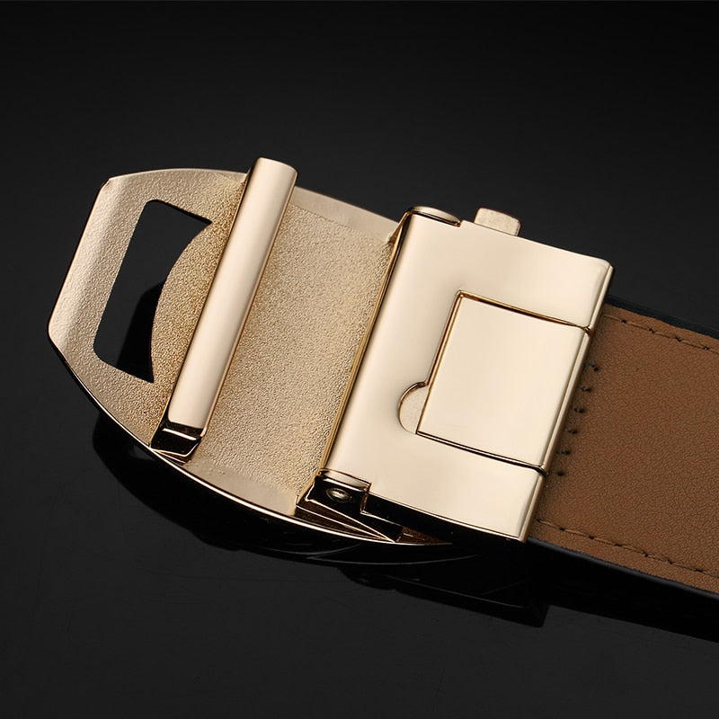 Tiger in Round Buckle Men Leather Belt