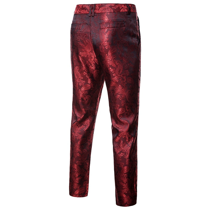 Glossy Paisley Neat Slim Style Men Trouser
