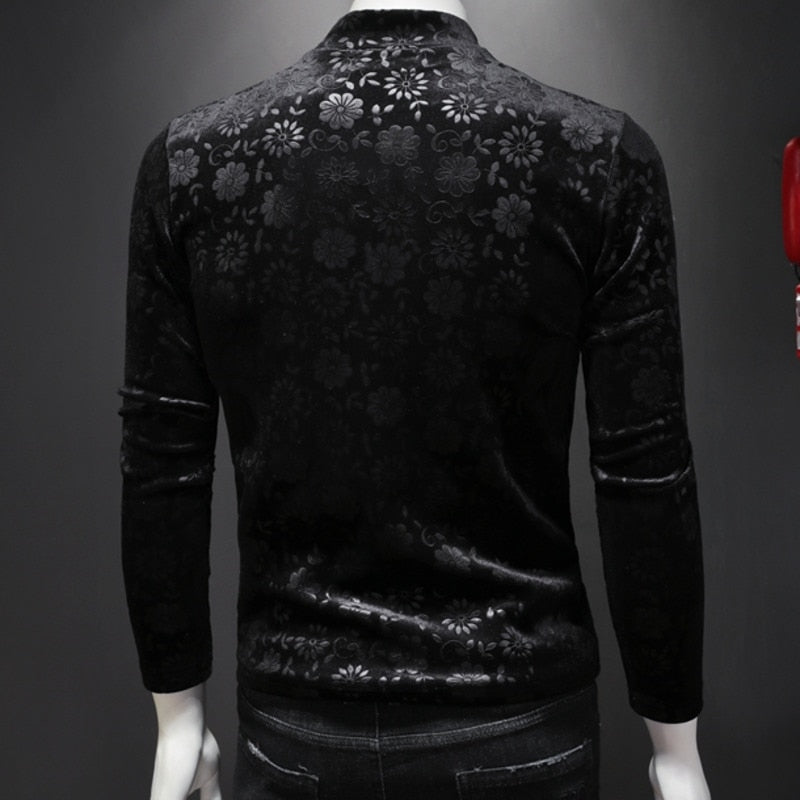 Turtleneck Black Tiger Head T-Shirt