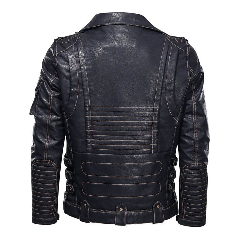 PU Leather Zipper Black Biker Jacket