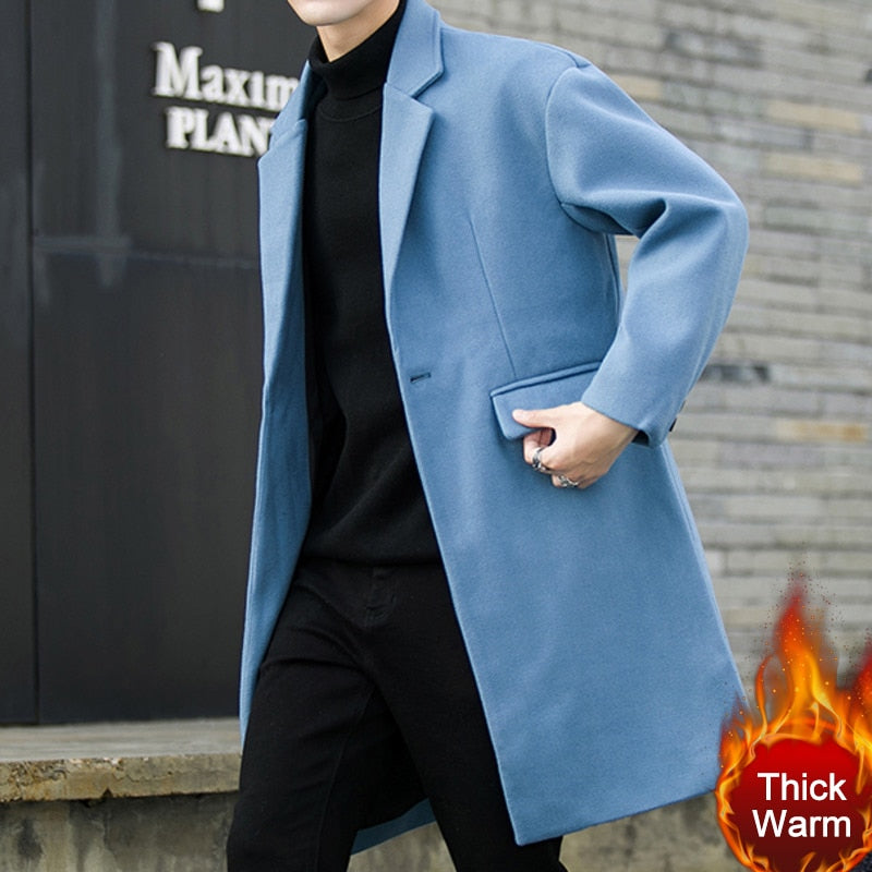 Woolen Neat Casual Solid Coat