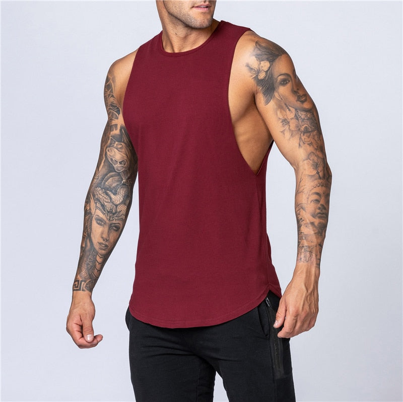 Small Badge Decorated Solid Color Cotton Tank Top