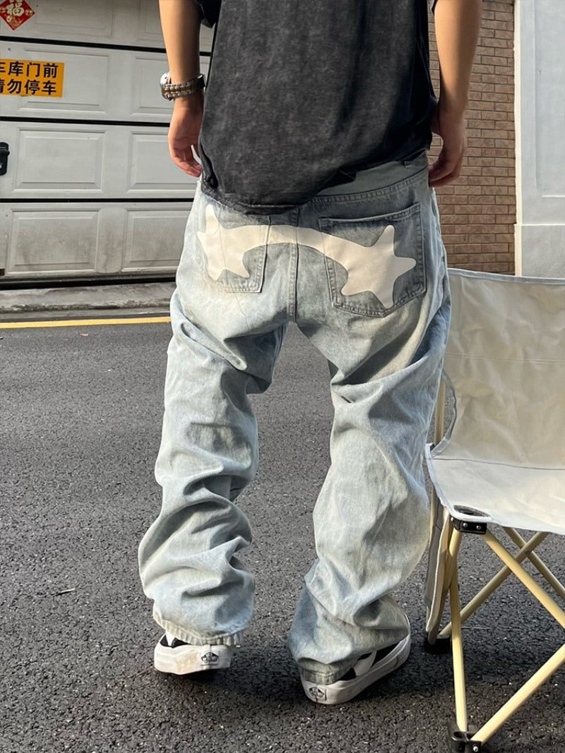 Stars Printed Denim Men Jeans