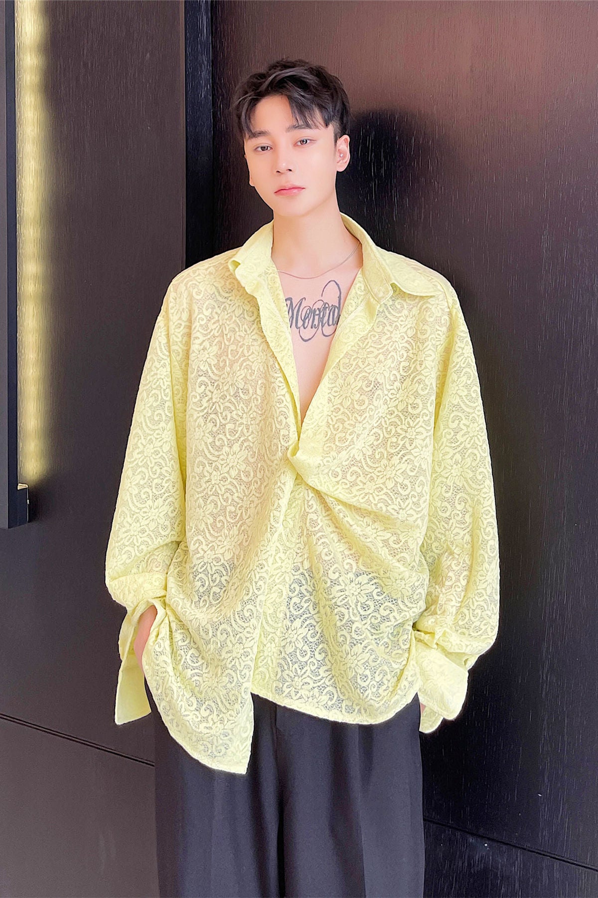 Mono Sheer Floral Royal Patterned Shirt