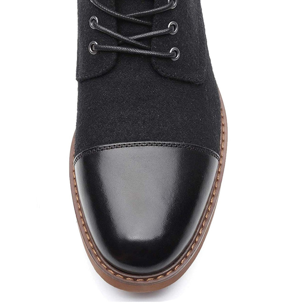 Suede Faux-Leather Ankle Balmoral Boots