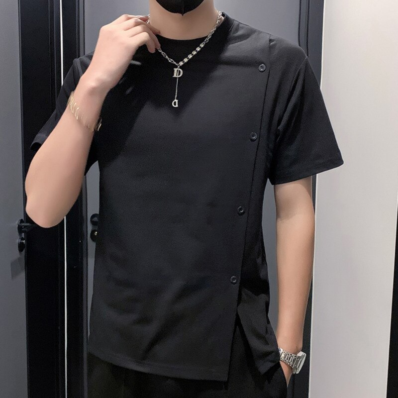 Zipper Button Stitching T-Shirt