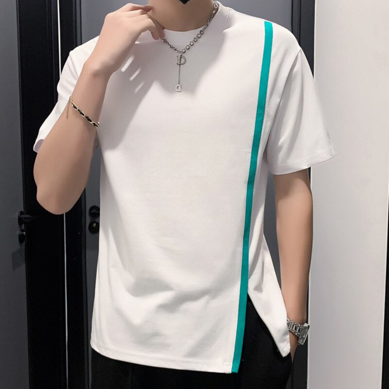 Zipper Button Stitching T-Shirt