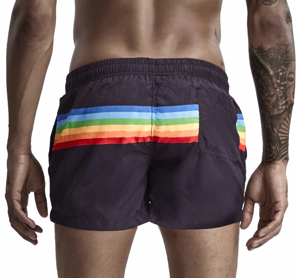 Rainbow Stripe Decorated Sporty Shorts