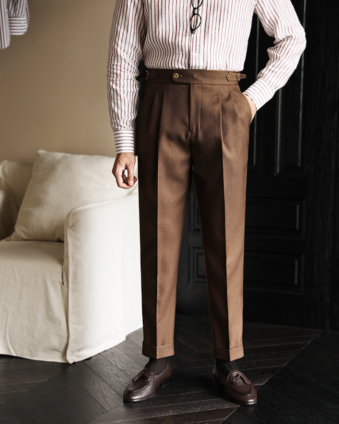 Solid Slim Fit Polyester Trousers
