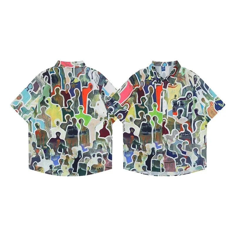 Hawaiian Style Abstract Printed Shirt