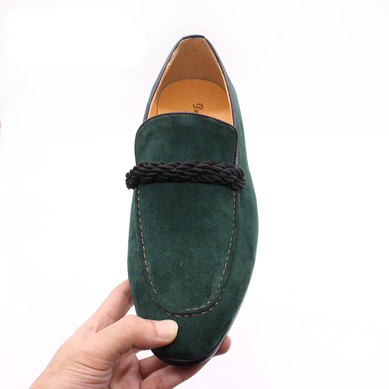 Braid Accent Suede Men Genuine Leather Loafers