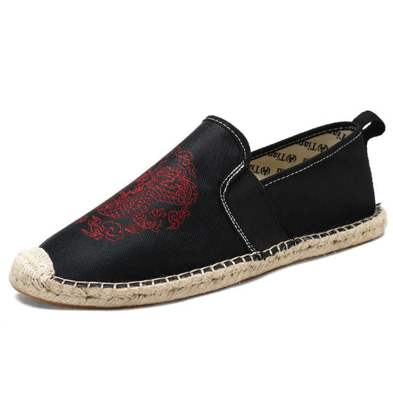 Chinese Elements Dragon Totem Men Canvas Flats Shoes - FanFreakz
