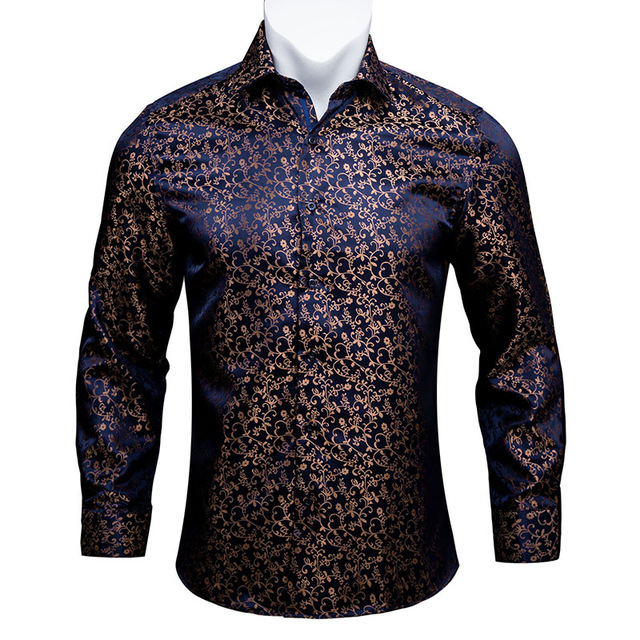 Paisley Jacquard Embossed Men Long Sleeve Shirt