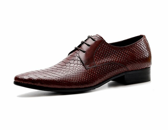 Shine Snake Pattern Pointed Toe Formal Style Men Shoes