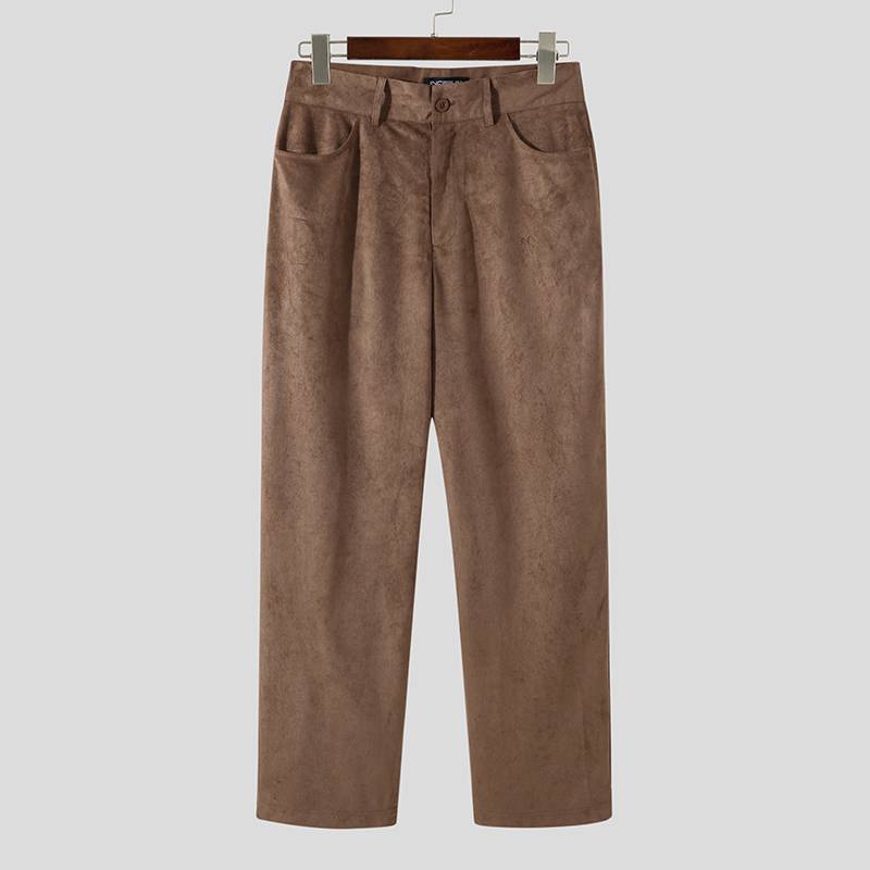 Solid Color Faux Suede Trouser