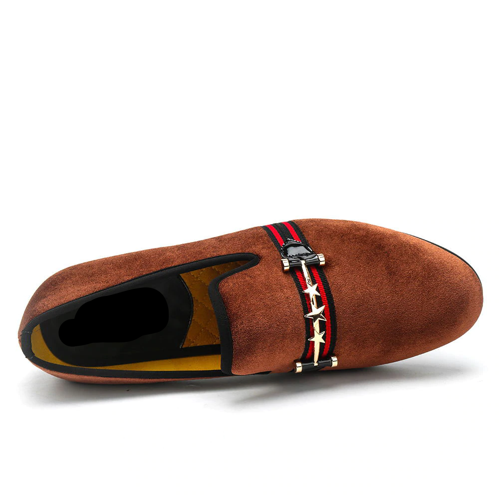 Velvet Red Stripe Men Casual Men Loafers