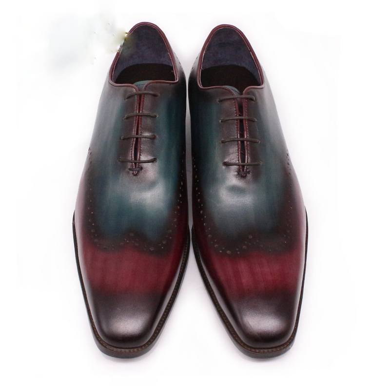 Mix Colors Gradient Pointed Toe Dress Leather Men Shoes