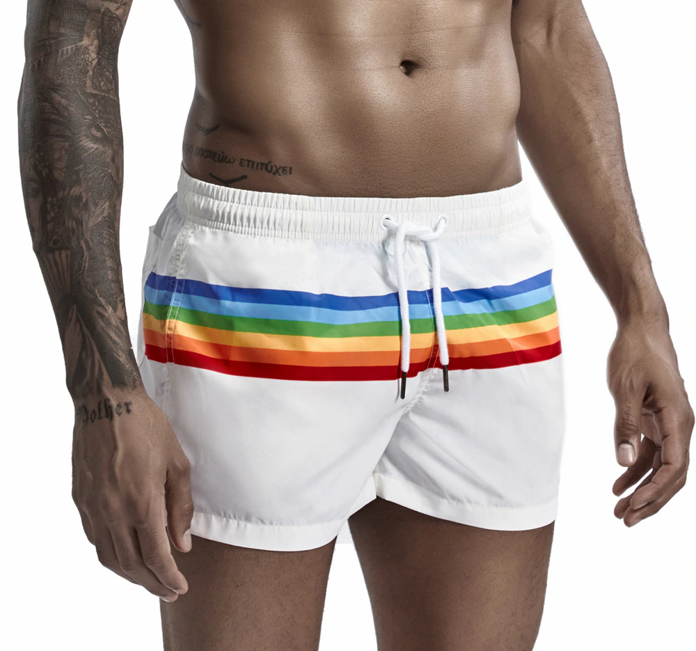 Rainbow Stripe Decorated Sporty Shorts