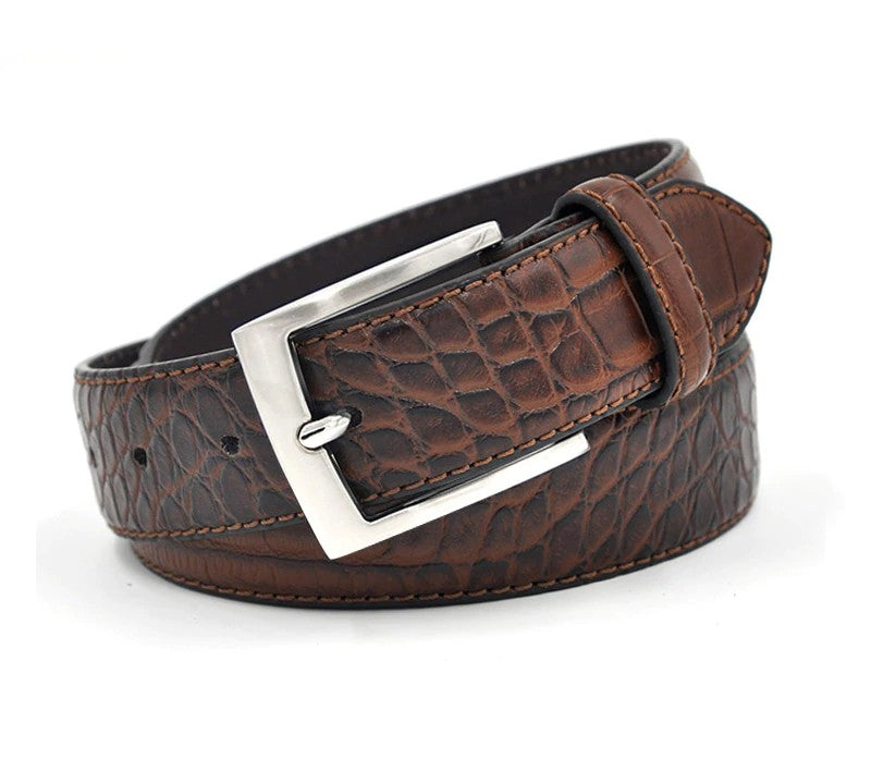Crocodile Pattern With Faux Split Leather Men Belt