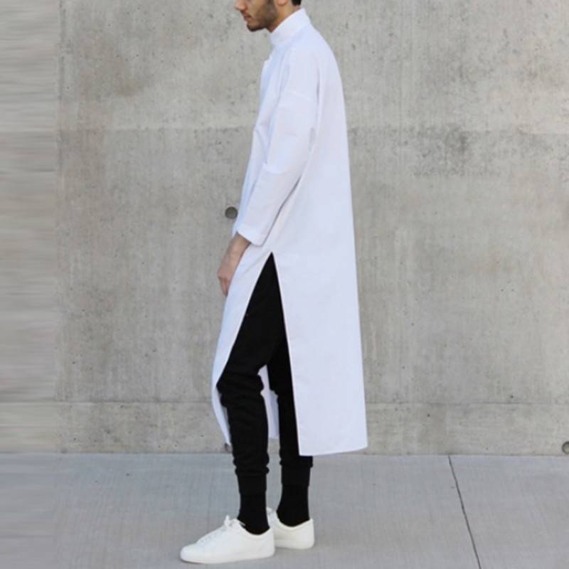 Arabic Indian Looks Long Solid Men Shirt