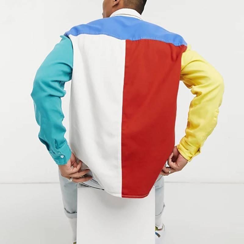 Solid Colorful Patchwork Long-Sleeved Shirts