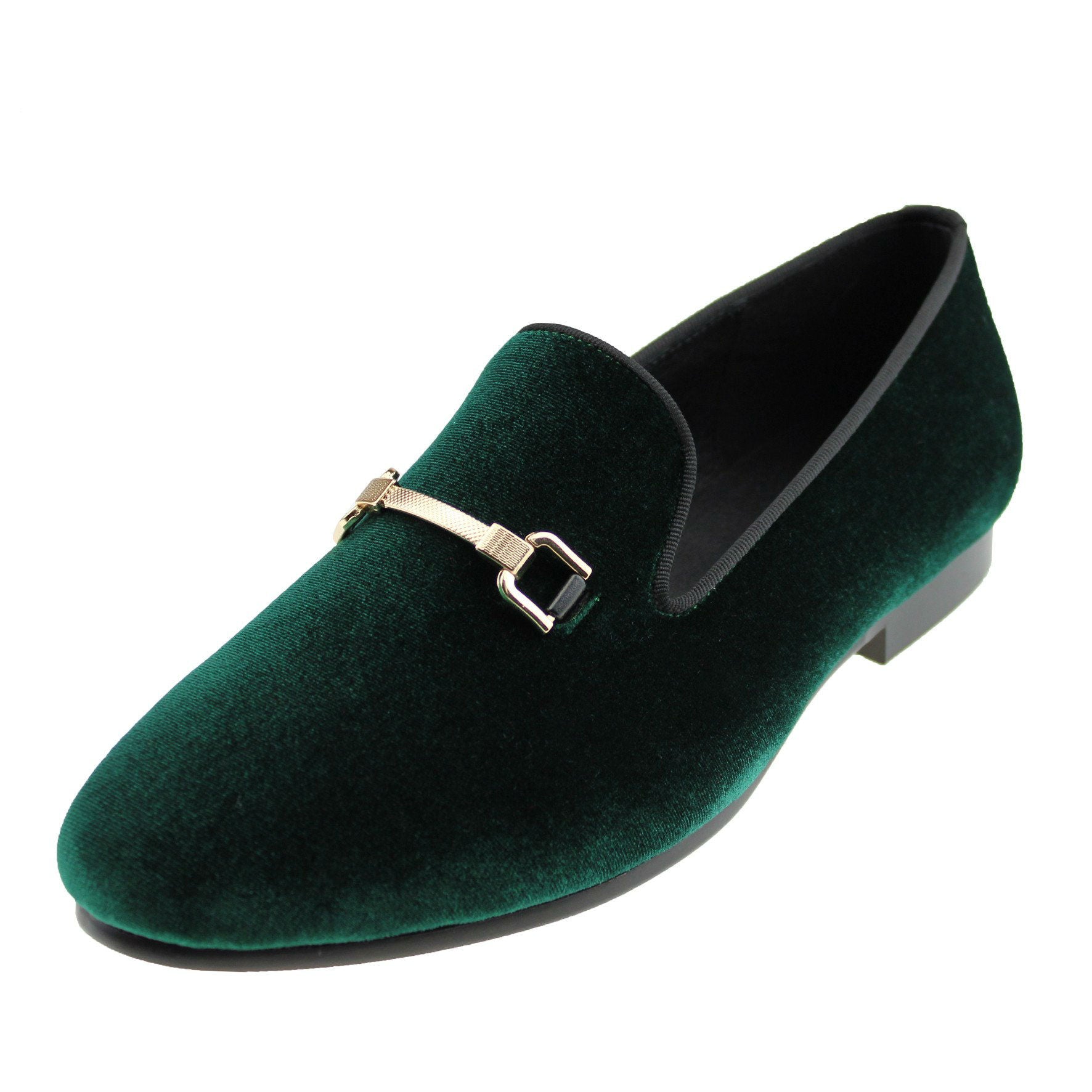 Gold Slim Metal Buckle Men Loafer Shoes