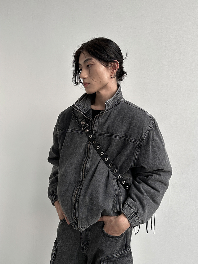 Denim Solid Loose Pants Set