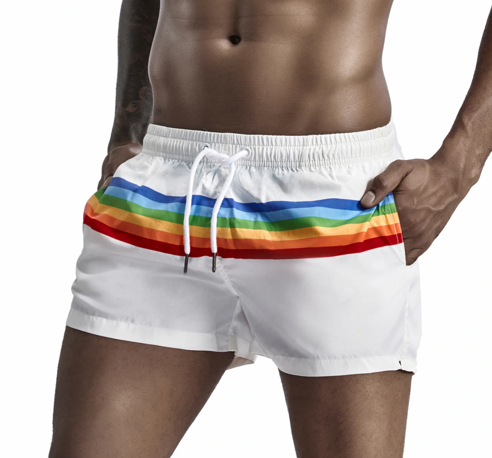 Rainbow Stripe Decorated Sporty Shorts