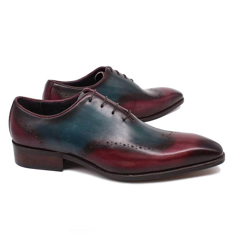 Mix Colors Gradient Pointed Toe Dress Leather Men Shoes