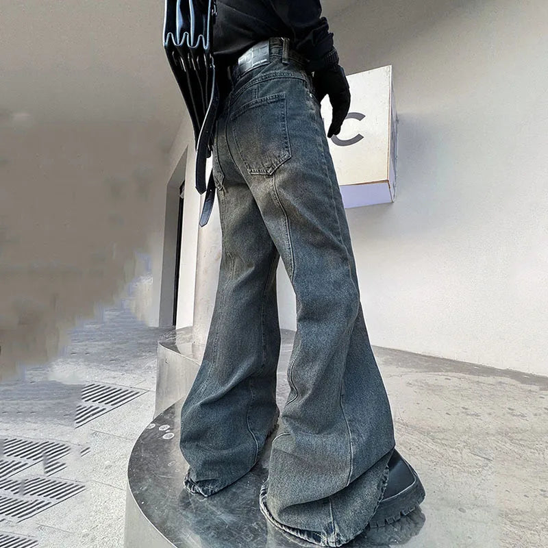 Niche Design Pocket Gradient Flare Jeans