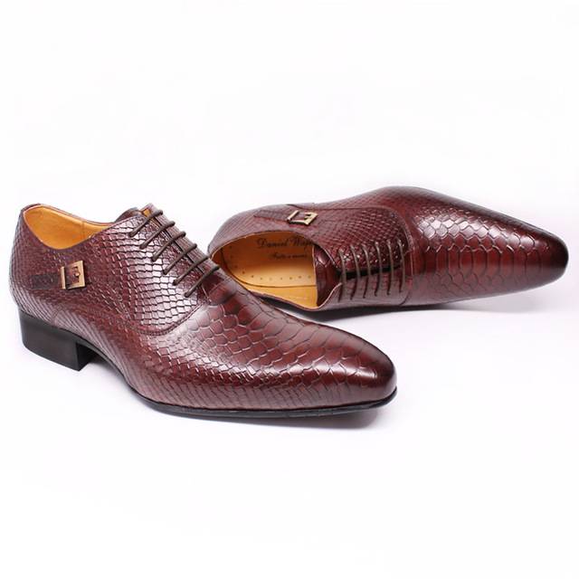Snake Skin Pattern Leather Pointed Tor Men Oxford Shoes