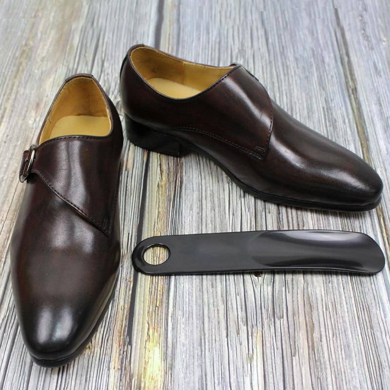 Genuine Leather Oblique Strap Formal Style Men Shoes
