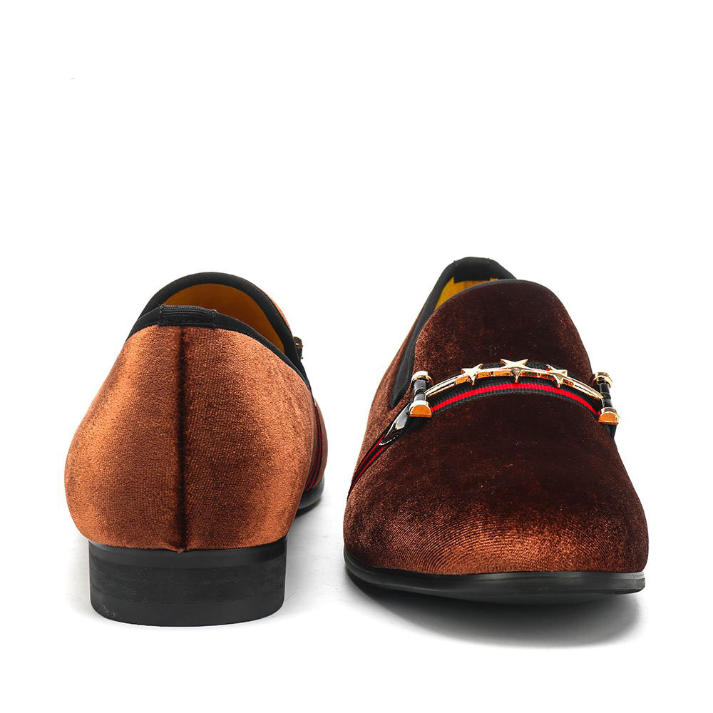 Velvet Red Stripe Men Casual Men Loafers