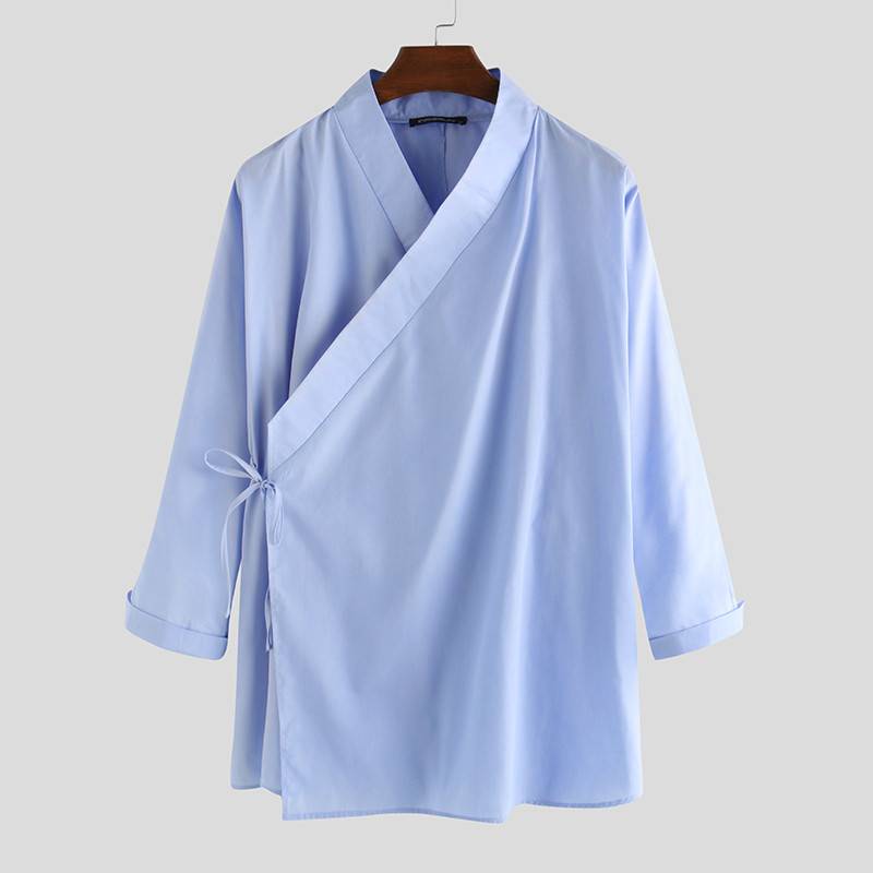 Solid Kimono Style V-Neck Shirts